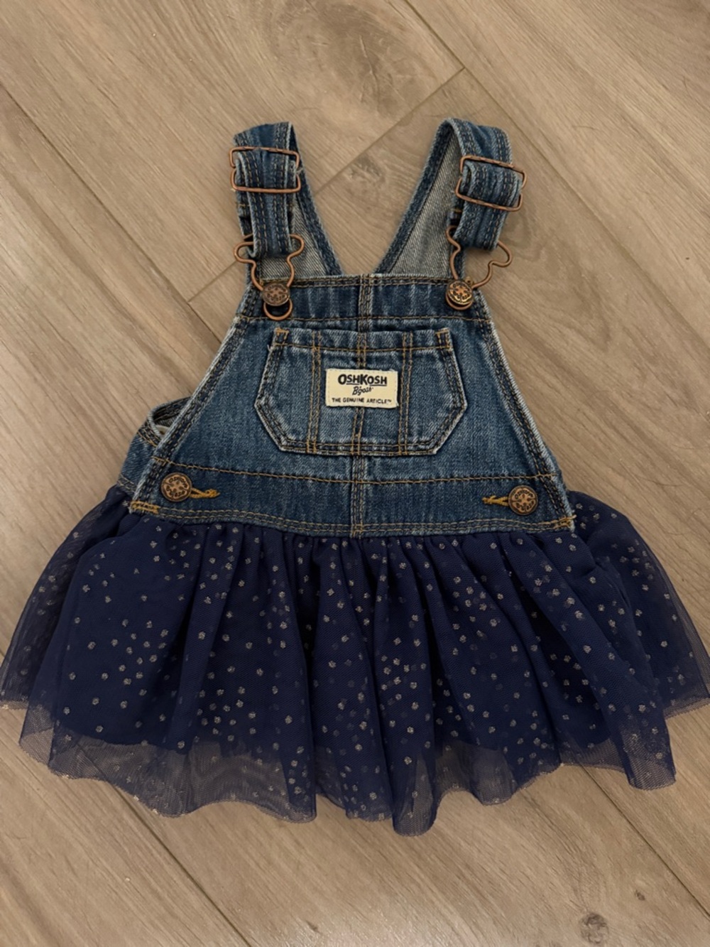 OshKosh B'gosh Denim Bib Overall Skirt in Blue and Navy
